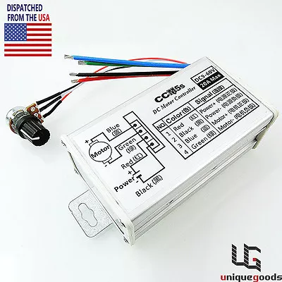 New Max 20A PWM DC Motor Stepless Variable Speed Switch Controller 12V 24V 60V • $8.35