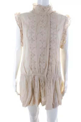 By Malene Birger Womens Embroidered Eyelet Drop Waist Dress Beige Size FR 36 • $45.15