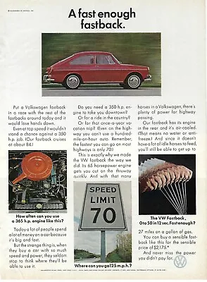 1967 Volkswagen Fastback A Fast Enough Car Vintage Magazine Print Ad/Poster • $10.90