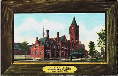 C.M. & ST P. RY. Passenger Station Milwaukee Wisconsin Vintage Postcard C114 • $7.99