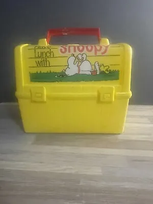 Vintage 1968 SNOOPY  Thermos Divisions Yellow Lunch Box. No Thermos • $24.69