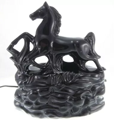 11  Tall Black Stallion Horse TV Lamp Vintage 1950's? MCM Ceramic • $106.40