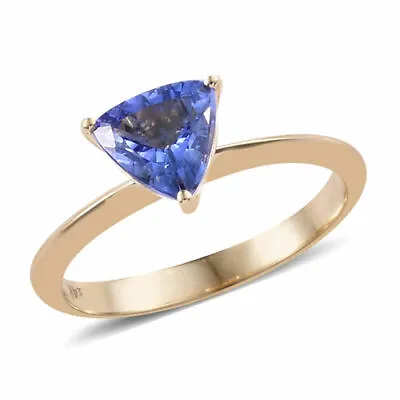 Gorgeous  1ct  Trillion Cut AA Tanzanite Solitaire 14k Yellow Gold Ring • £399