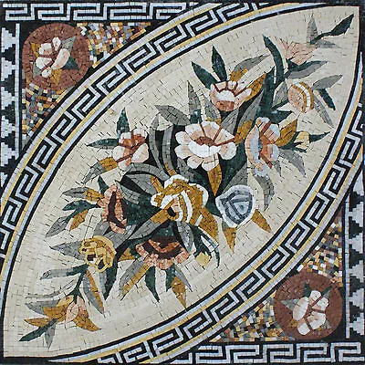 Eye Shape Gaze Flower Painting Plant Floor Wall Decor Marble Mosaic • £392.64