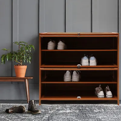 4-Tier Shoe Bench Shoe Rack Shoe Storage Cabinet Entryway Bamboo Shoe Organizer • $65.56