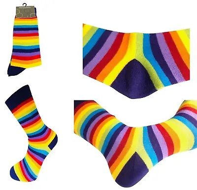 Unisex Novelty Rainbow Socks Mens & Women Striped Ankle Socks In 3 Sizes  • £4.99