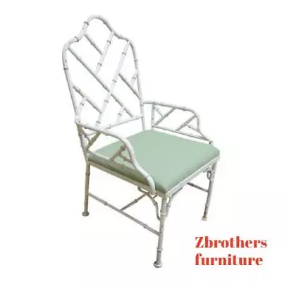 Vintage French Regency Metal Faux Bamboo Desk Arm Chair Mid Century Louis Xv • $386.10