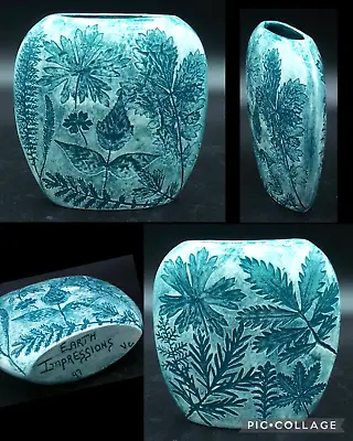 Art Pottery Vase EARTH IMPRESSIONS Leaves Signed VC 1997 • $34.99