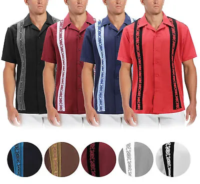 Men's Cuban Guayabera Beach Wedding Short Sleeve Button-Up Casual Dress Shirt • $31.45