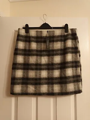 Therapy Black And White Lined Wool Mix Skirt With Front Zip Size 16 BNWT • £7.99