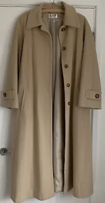 Gorgeous Full Length Camel / Beige Cashmere / Wool Coat By L.A.S VGC Size 12 • £39