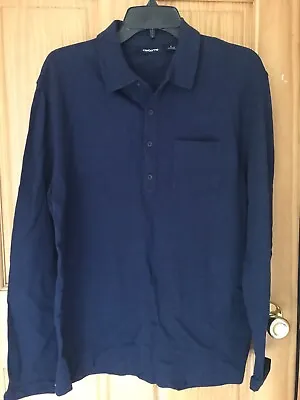 Nwt Claiborne Long Sleeve Polo  - Men - Ret $25 - Small - Navy Hthr (5bx53 05) • $8.96