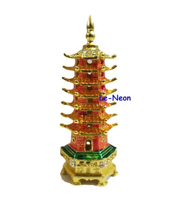 $26.99 • Buy Wenchang Tower Pagoda Bejeweled Hinged Metal Enameled Rhinestone Trinket Box