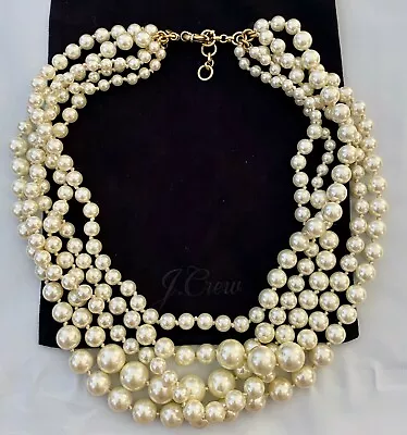 $89.99 • Buy NEW J CREW J.Crew Multi-Strand Pearl Necklace 5 Strings Faux Pearls 20  Long
