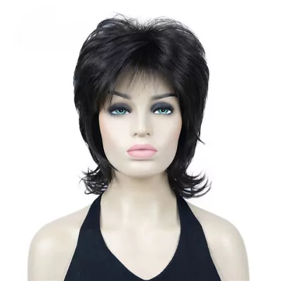 Women Natural Daily Mid Length Shag Capless Wavy Layered Synthetic Hair Wigs • $14.37