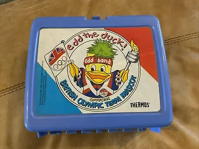 Edd The Duck Thermos Lunch Box With FLASK Vintage BBC Retro 1980 Preowned • £15.99
