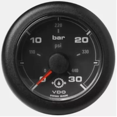 VDO Marine OceanLink Transmission Oil Pressure Gauge 52mm 30 Bar/440 PSI Black • $84.53