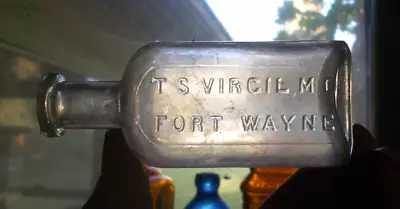 FORT WAYNE T.S.VIRGIL MD RARE 1880s DRUGGIST INDIANA PHARMACY MEDICINE BOTTLE • $30