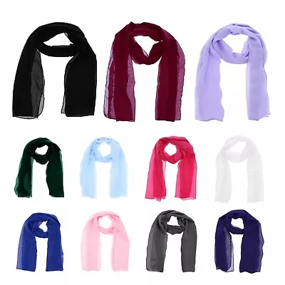 Ladies Chiffon Scarves Women Plain Neck Wrap Scarf Large Headscarf Girl Headwrap • £6.07