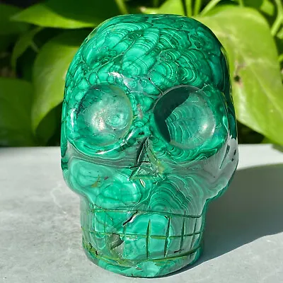 2.32LB Natural Gemstone Malachite Quartz Crystal Skull Carved Healing Reiki Ston • $0.99