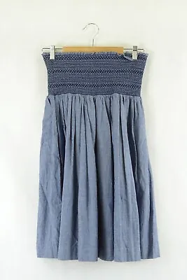 $44 • Buy Gorman Blue Shirred Waist Skirt 6 By Reluv Clothing