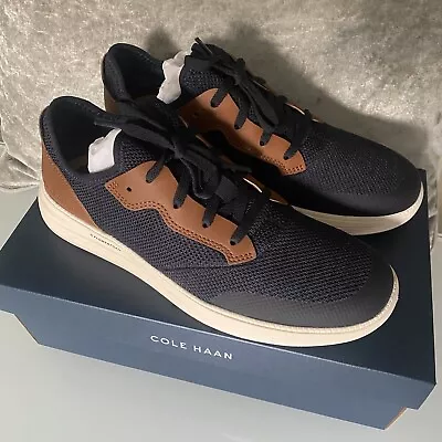 Cole Haan Grand+ Journey Sneakers Navy Blazer Tan Shoes Knit Men's Sz 10.5 • $61.99