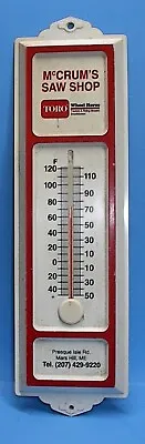 McCRUM'S SAW SHOP TORO PRESQUE ISLE MARS HILL MAINE PLASTIC WALL THERMOMETER CLN • $19