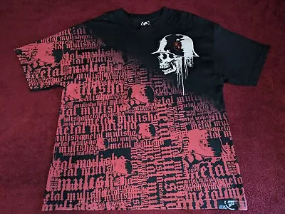 Vintage Metal Mulisha XL T Shirt Black Red Skull Drip Splatter AOP Y2K 2000s • $26.39