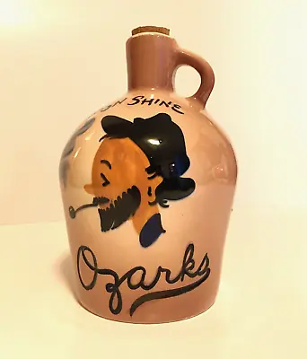 Ozarks Moonshine Jug Whisky Hillbilly Man With Pipe Cottagecore Cabin Bottle • $15