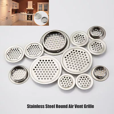 Stainless Steel Round Air Vent Grille Wardrobe Cabinet Metal Ventilation Plugs • £3.49