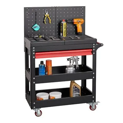 Mobile 3-Tier Rolling Tool Cart Tools Storage Cabinet W/ Adjustable Sliding Top • $159.99