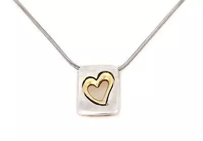 Vintage Cartier Sterling 18k Gold Heart Rectangle Pendant Chain LIQUIDATION • $1219.38