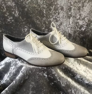 £15 • Buy Clarks Ladies Brouge , Hamble Oak ,software, White / Silver/grey, Used. 