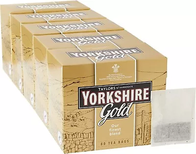 Yorkshire Gold Tea 80 Tea Bags (Pack Of 5 Total 400 Teabags) • £23.98