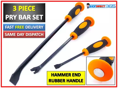 3 Piece Heavy Duty Jumbo Pry Bar Set Heat Treated Pvc Handles Diy Tool New 8-2 • $12.37