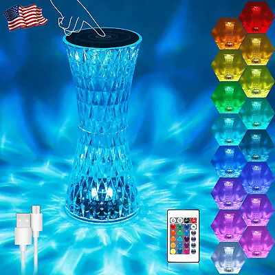 $14.99 • Buy LED Crystal Table Lamp Diamond Rose Night Light Touch Atmosphere Bedside Bar USA
