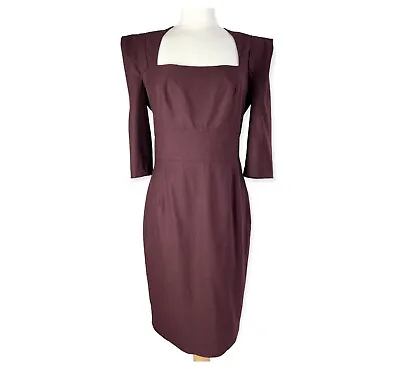 Tara Jarmon Burgundy Stretch Wool Dress FR 42 • £65