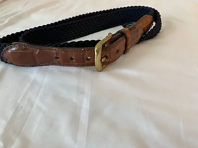 BRIGHTON Men's BELT Size 42 WOVEN CORD Stretch Navy With Leather • $12