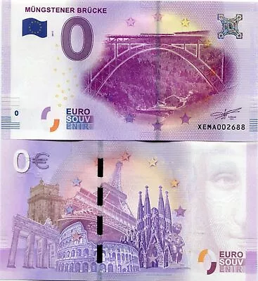 Mungstener Brucke Bridge Germany 0 Euro Souvenir Note 2017 Series 1 Consecutive • £6.07