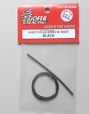 BLACK PLUG WIRES W BOOT 1:24 1:25 GOFER RACING CAR MODEL ACCESSORY 16111 • $4.25