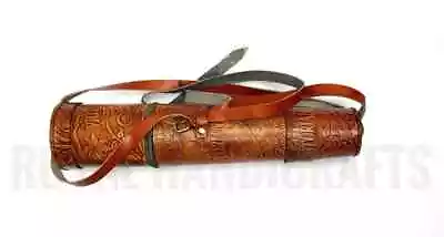 Handcrafted Brass 32-Inch Leather Carved Telescope - Premium Quality Nautical • $230