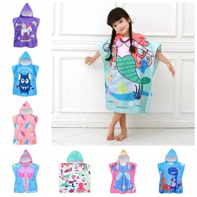 Cartoon Baby Bath Towel Microfiber Cotton Hooded Beach Towel Newborn Cape Towels • £8.55