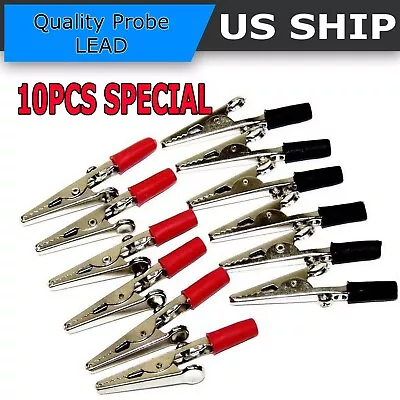 10 Pcs Electrical Test Clamps Insulated Metal Alligator Clips With Red & Black • $4.75