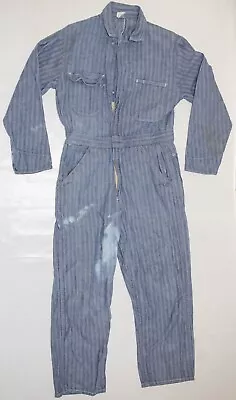 Vintage SEARS Talon Zipper Herringbone Mechanic Michael Myers Denim Jumpsuit M/L • $99.99