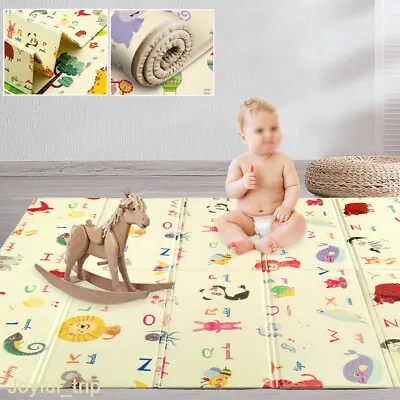 2 Sided Baby Foam Play Mat Foam Crawling Soft Blanket Cartoon Waterproof Picnic • £12.95