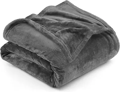 Fleece Blanket Queen Size Grey 300GSM Luxury Bed Blanket Anti-Static Fuzzy Soft  • $29.84