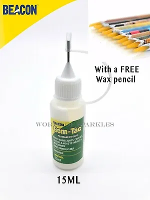 15ml Gem-Tac Glue Applying Crystals Rhinestones With Free 1 Wax Picker Pencil • $10.63