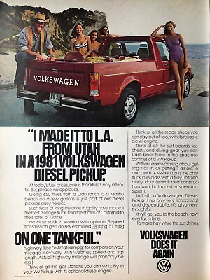 1980 Vintage Volkswagen Pickup Original Color Ad A093 • $5.75