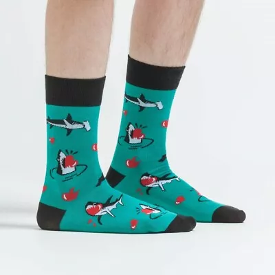 Sock It To Me Novelty Golf Socks Love Bites Shark Men's Crew Socks NEW!! • $8.99