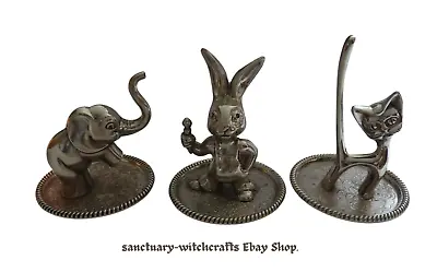 £39.99 • Buy Vintage Silver Plated Seba Rabbit, Cat & Elephant Ring Holder Trinket Trays. 60s